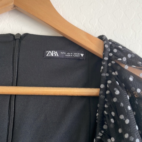 Zara Puff Sleeve Polka Dot Mini Dress size S - Picture 6 of 8